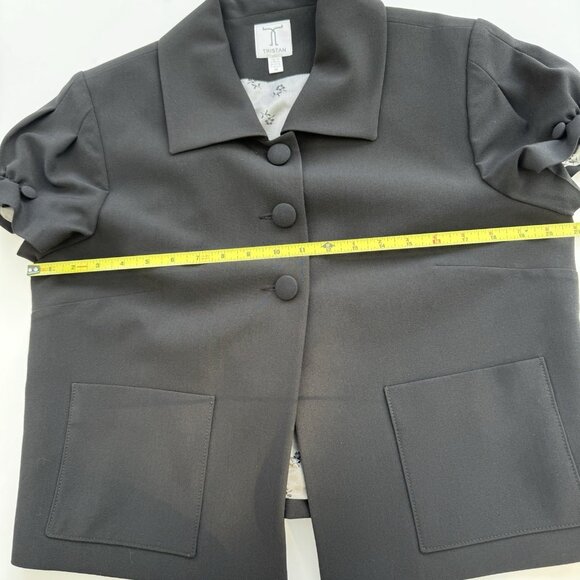 Tristan Cropped Black Blazer Short Sleeves Dark Academia Sz 14 Vintage - Picture 10 of 13